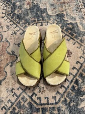 Dansko Lime Green Cross-Strap Sandals
